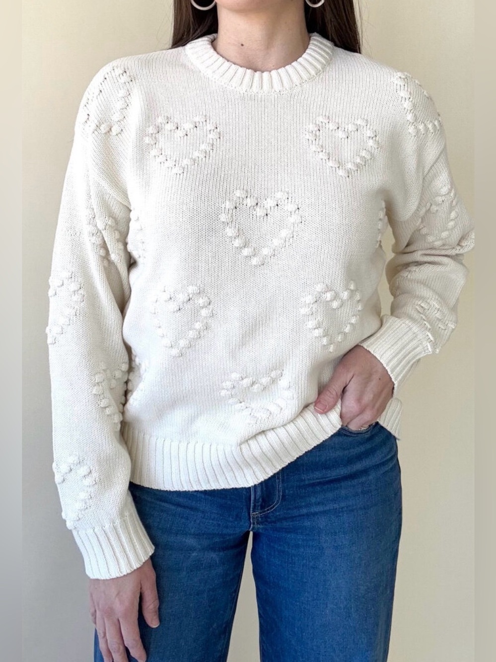 NWT Z Supply Sweet Thing Heart Sweater Sandstone Women’s Size S